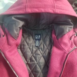 GAP Raspberry Hooded Pea Coat